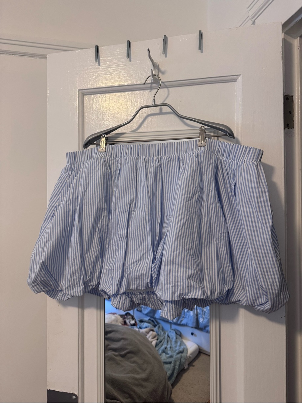 Striped Blue Bubble Skirt - Women